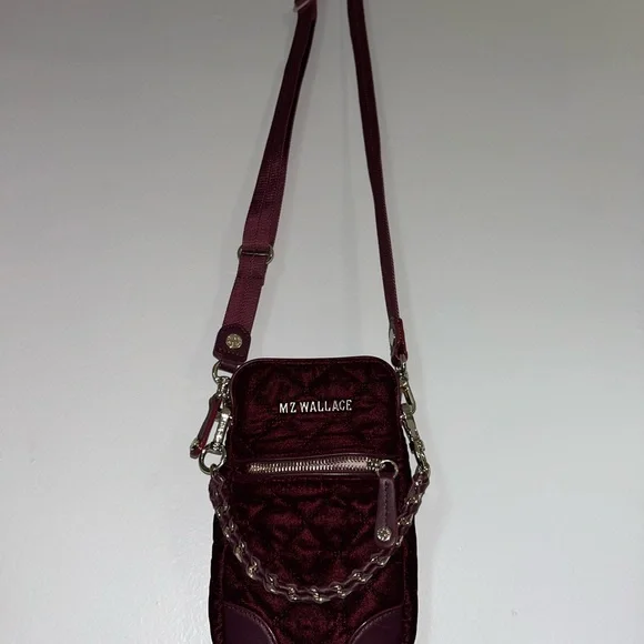 MZ Wallace Burgundy Velvet Crossbody Bag - Picture 7 of 8